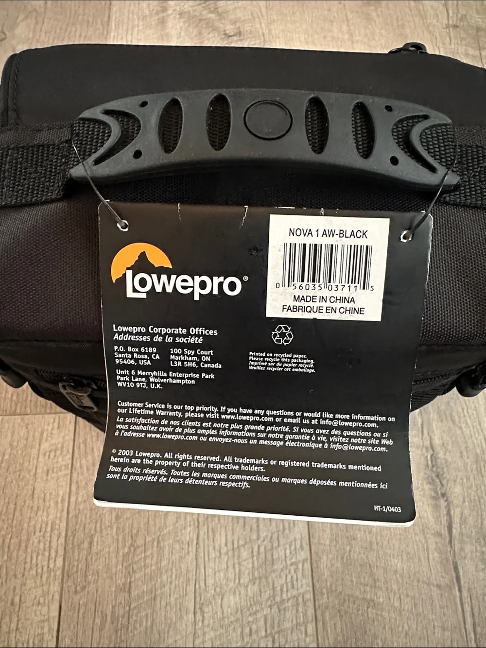 NWT Lowepro Nova 1 AW Black Camera Bag
